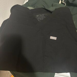 Figs Classic Black Medical Scrub Top
